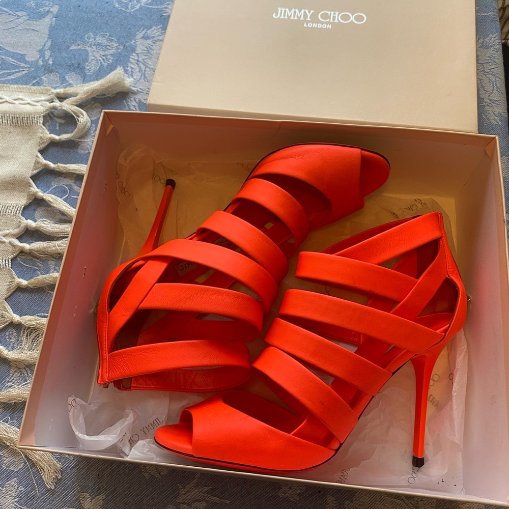 Jimmy Choo Orange Strappy Heels